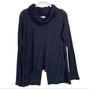 Sun & Shadow Cowl Neck Thermal Knit Split Back Top